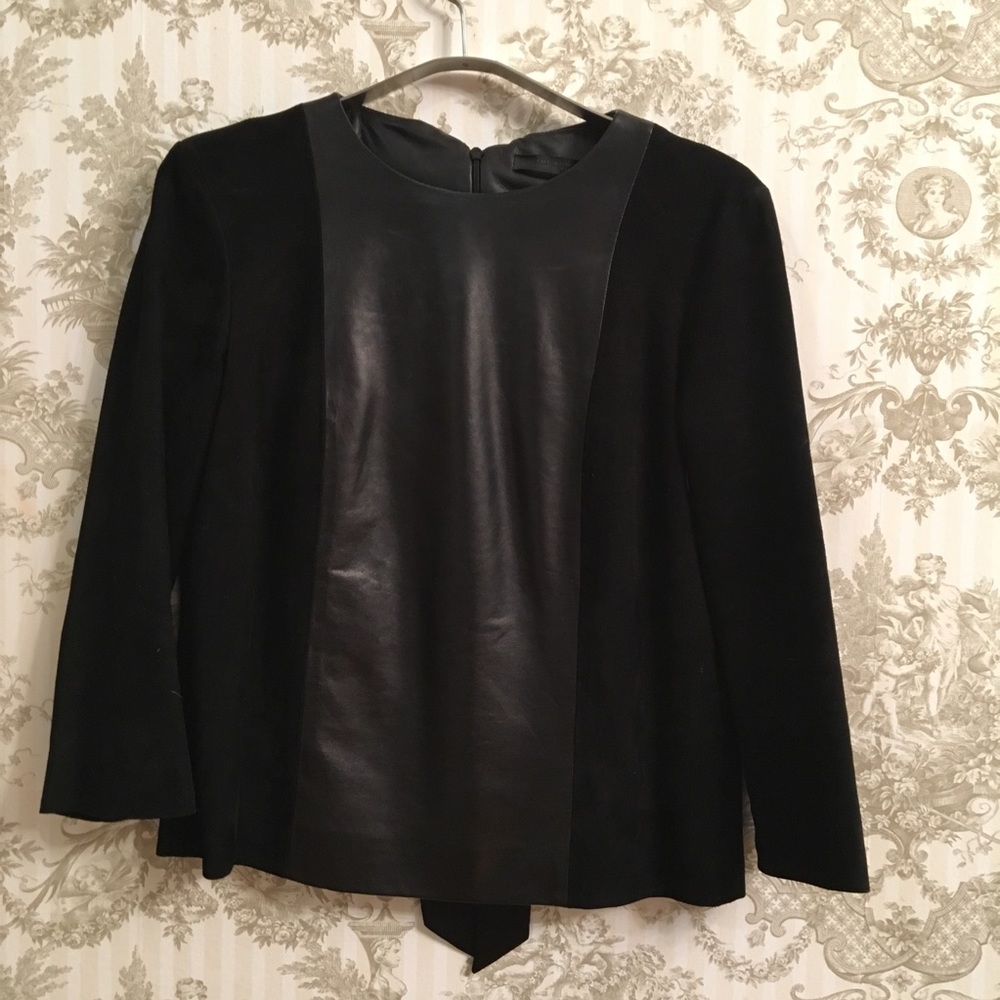 THE ROW LEATHER SUEDE TOP